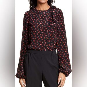 No 21 Candy apple print tie neck silk blouse - Size 42